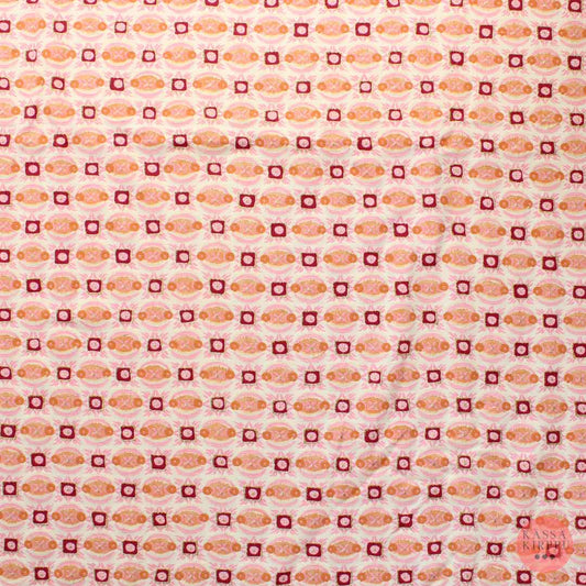 Punasävyinen kultakoriteinen kuviollinen Trikoo - Pala