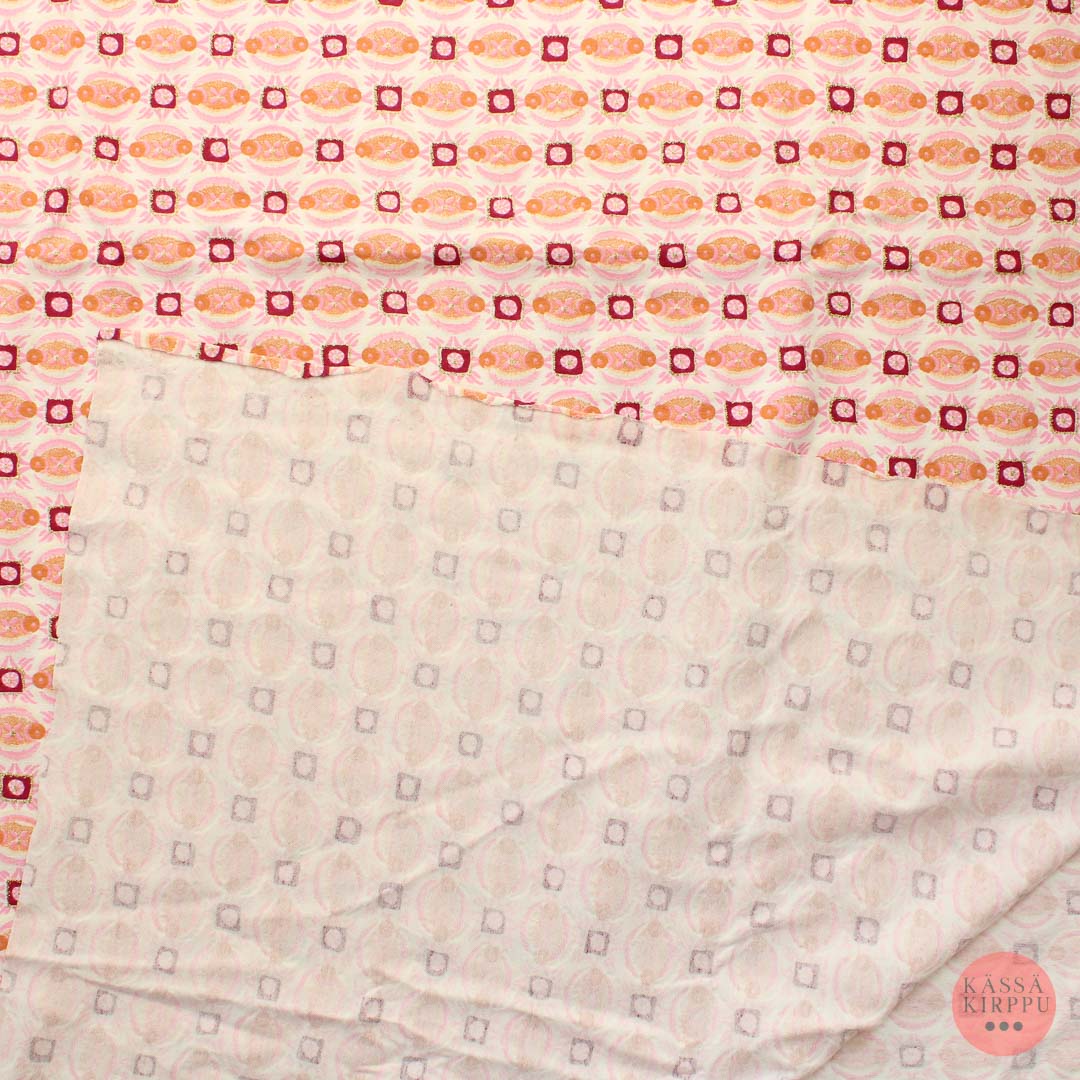 Punasävyinen kultakoriteinen kuviollinen Trikoo - Pala