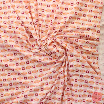 Punasävyinen kultakoriteinen kuviollinen Trikoo - Pala