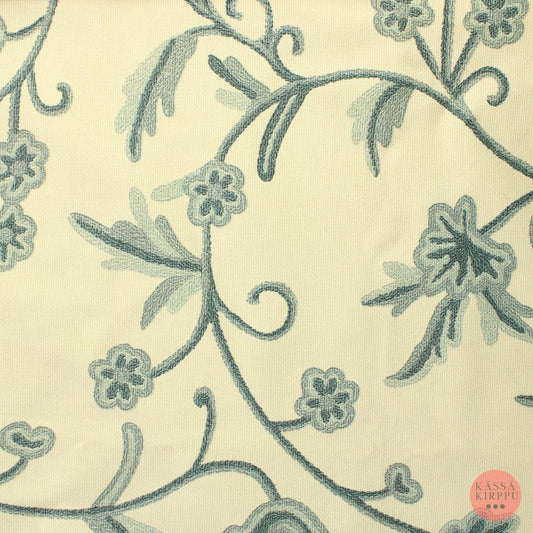 Luonnonvalkoinen harmaa köynnöskuvioinen Sisustuskangas - Pala