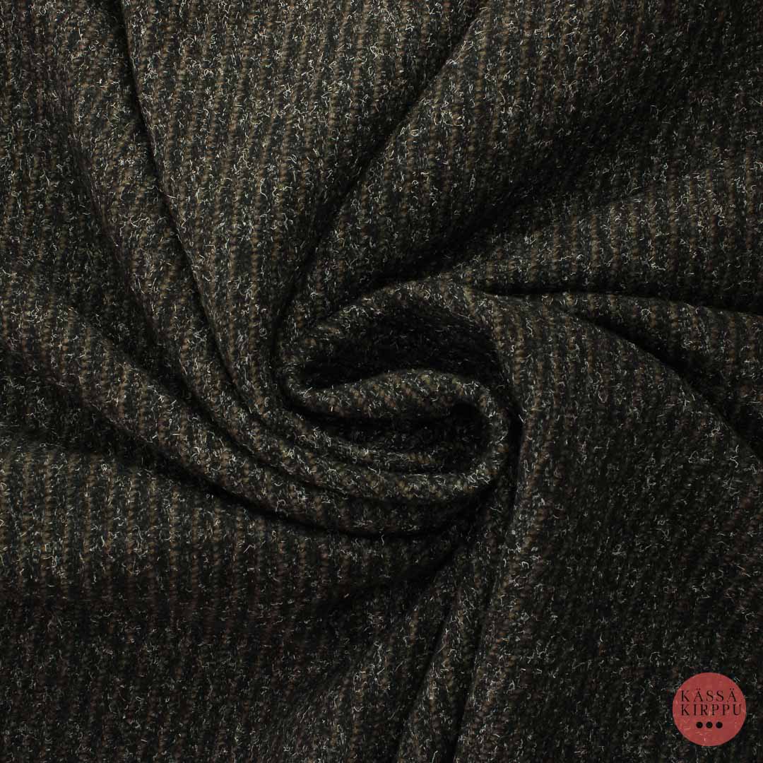 Musta-ruskea vinoraitainen Villasekoitekangas - Pala