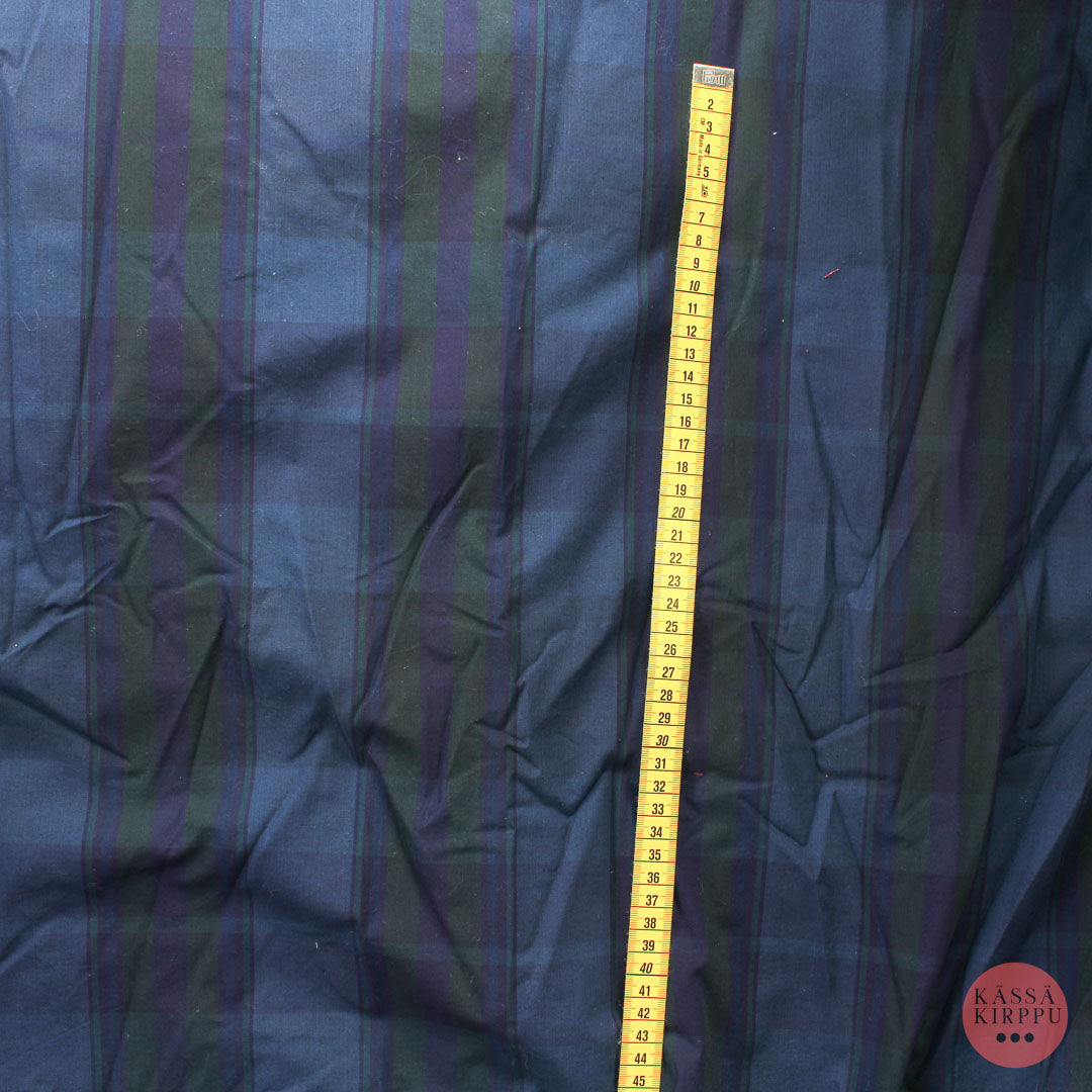 Sinisävyinen ruutukuvioinen Puuvilla - Pala