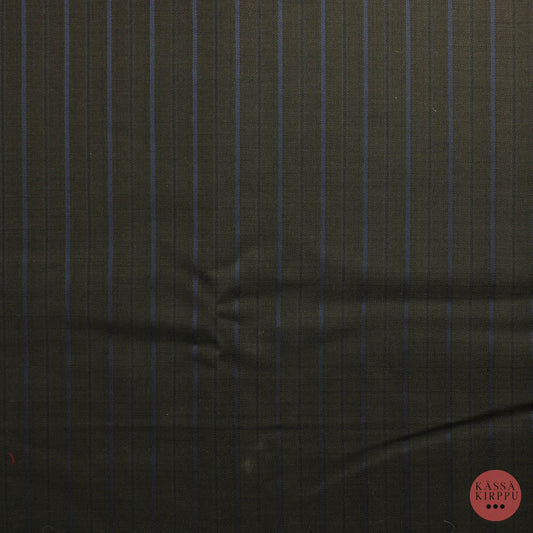 Ruskea-sininen pystyraitainen Villasekoitekangas - Pala