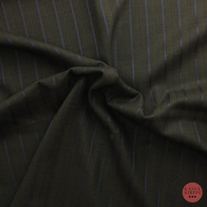 Ruskea-sininen pystyraitainen Villasekoitekangas - Pala