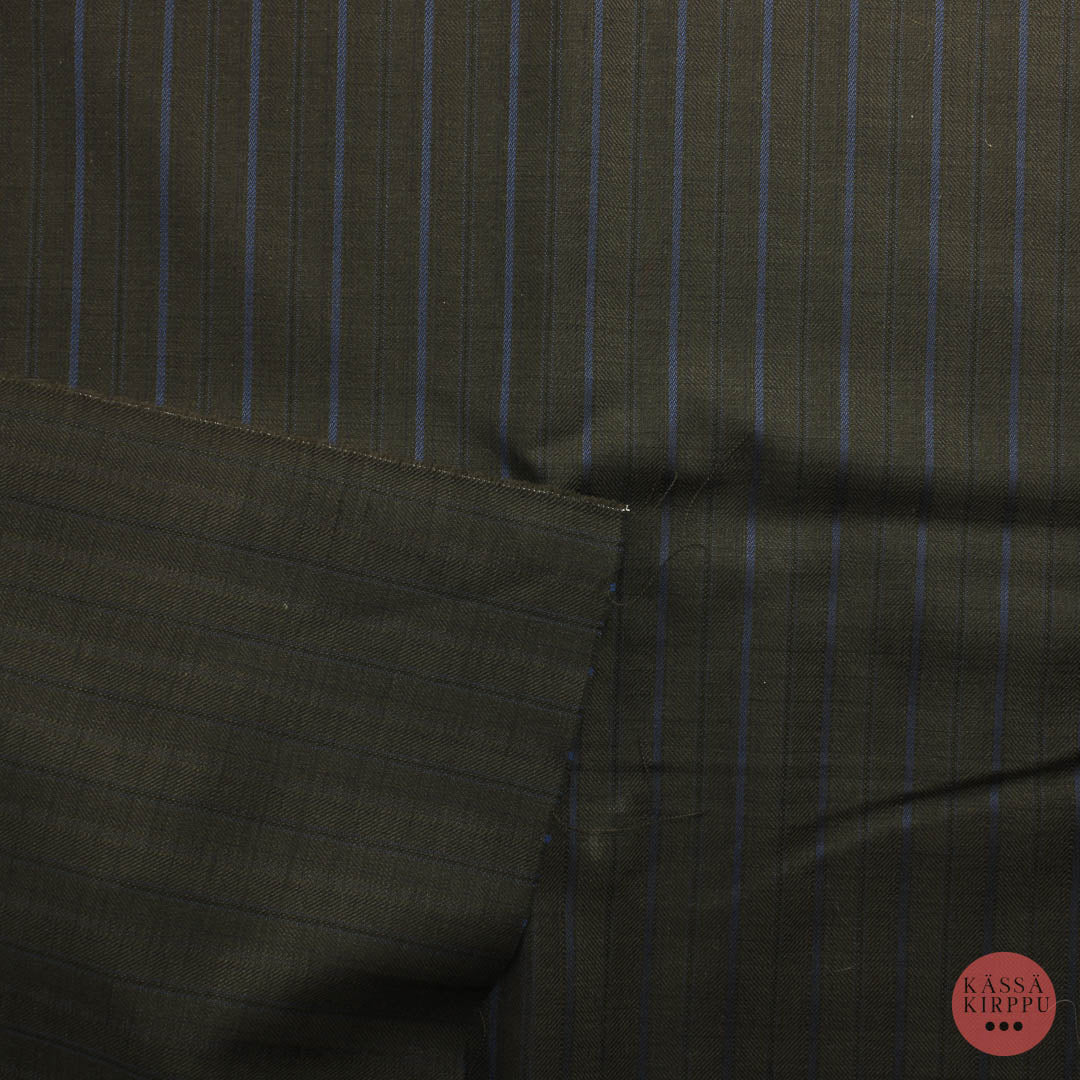 Ruskea-sininen pystyraitainen Villasekoitekangas - Pala