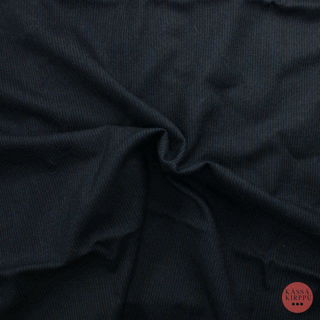 Tummansininen pystyraidallinen Villakangas - Pala