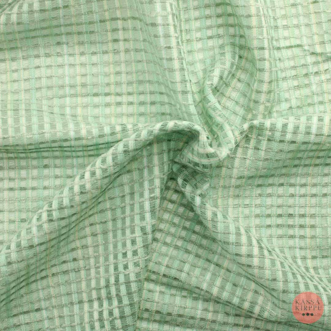 Minttu-harmaa ruudullinen Verhokangas - Pala