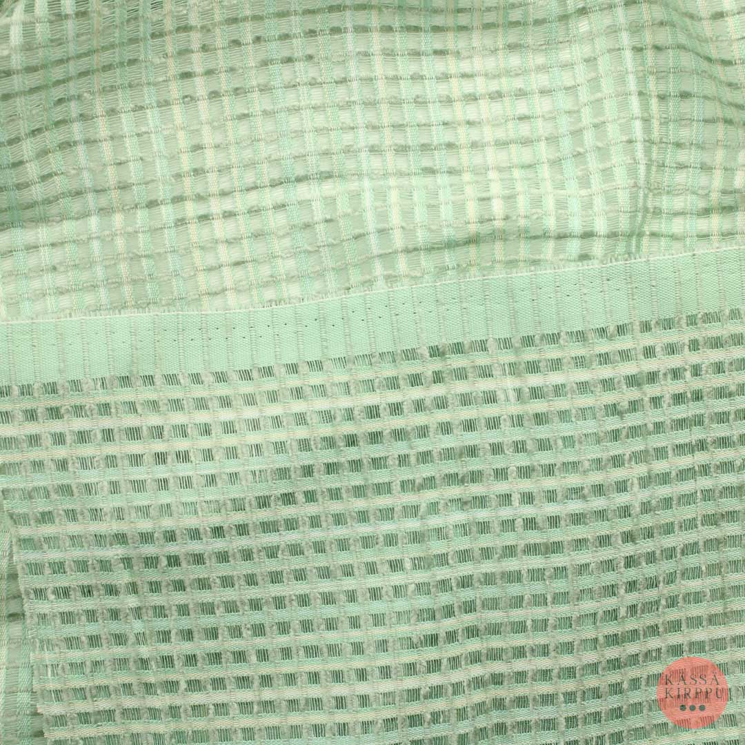 Minttu-harmaa ruudullinen Verhokangas - Pala