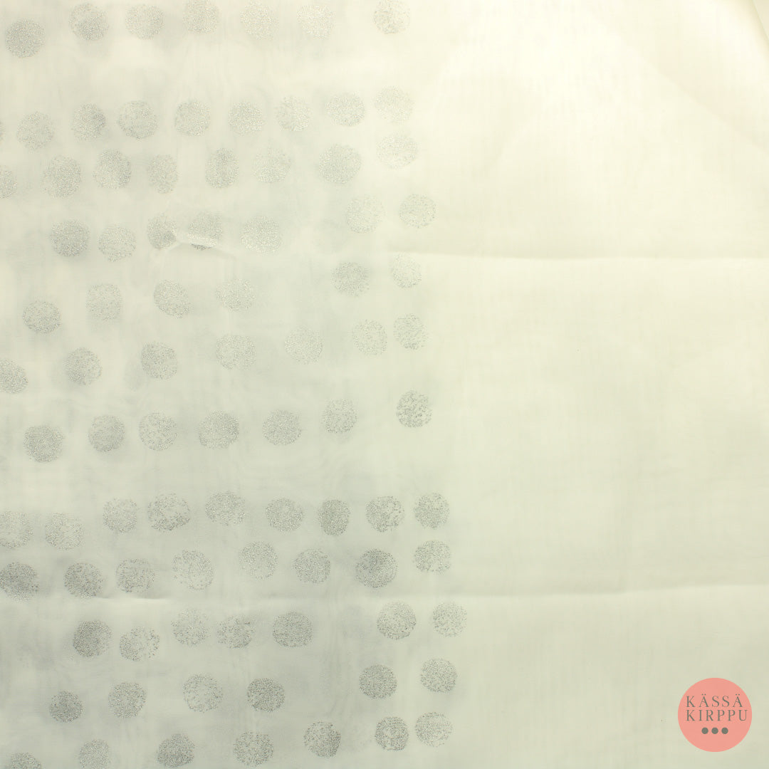 Valkoinen hopeapilkkuinen Valoverhokangas - Pala