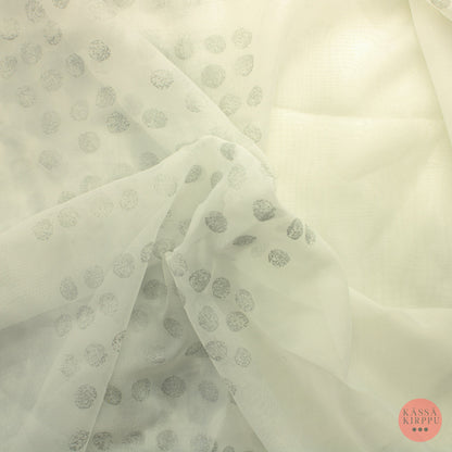 Valkoinen hopeapilkkuinen Valoverhokangas - Pala