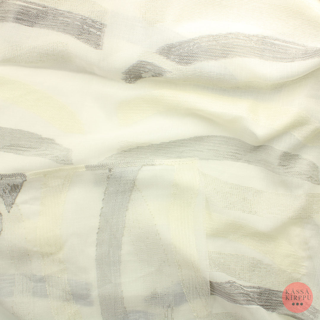 Luonnonvalkoiset harmaakuvioset Valoverhokangas - Pala