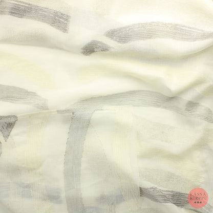 Luonnonvalkoiset harmaakuvioset Valoverhokangas - Pala