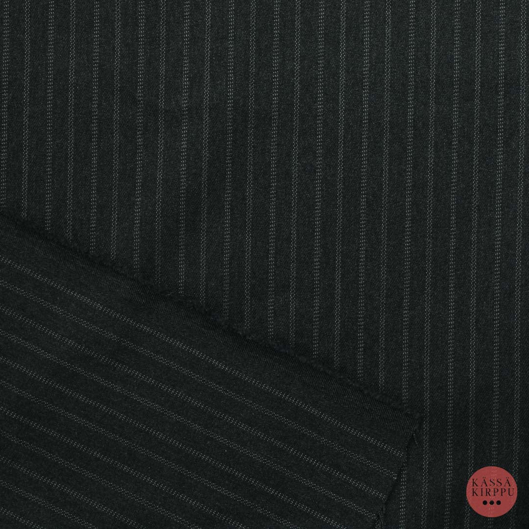 Tummanharmaa Pystyraitainen Pukukangas - Pala