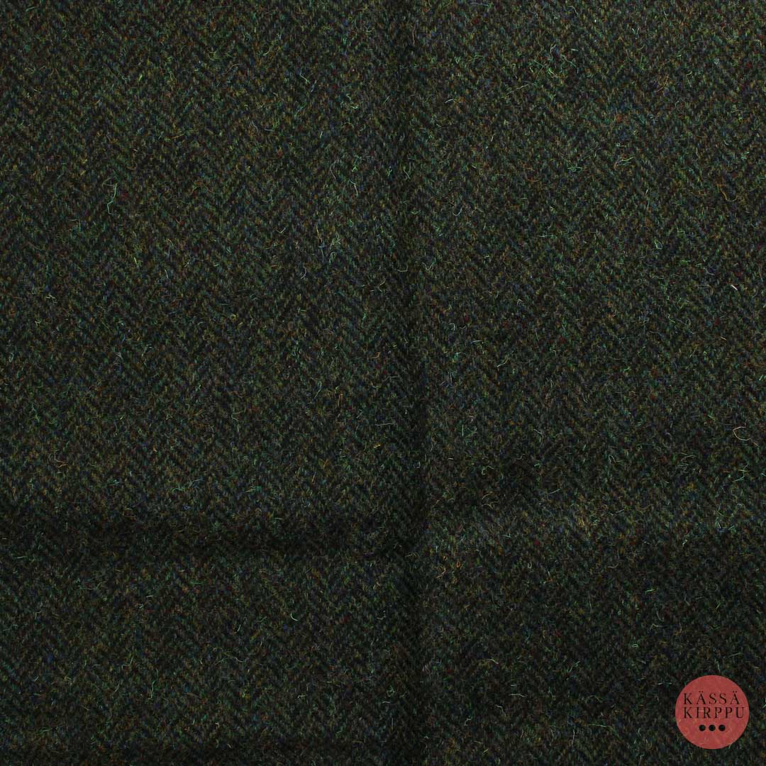 Tumma monivärinen kalanruotokuvioinen Villakangas - Pala