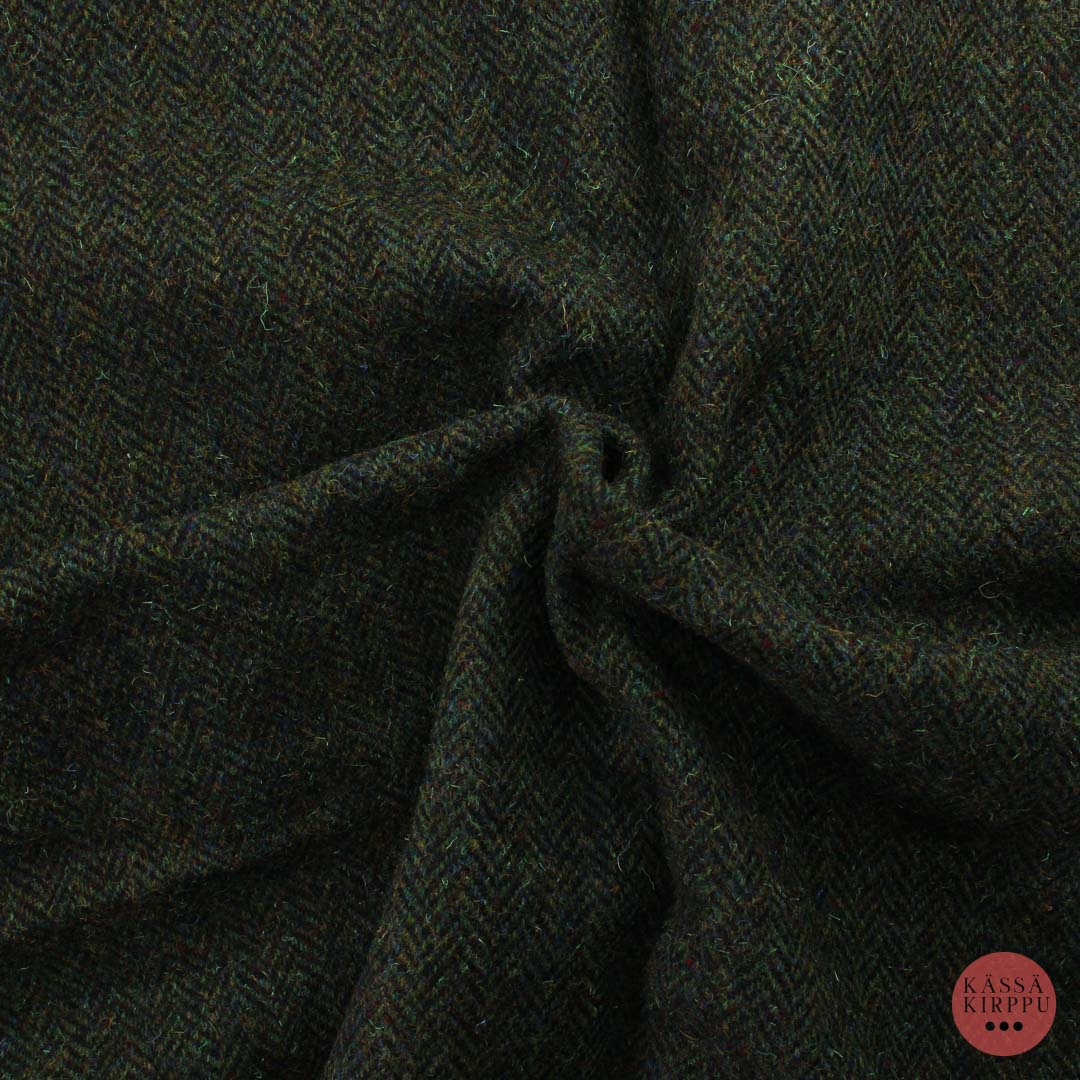 Tumma monivärinen kalanruotokuvioinen Villakangas - Pala