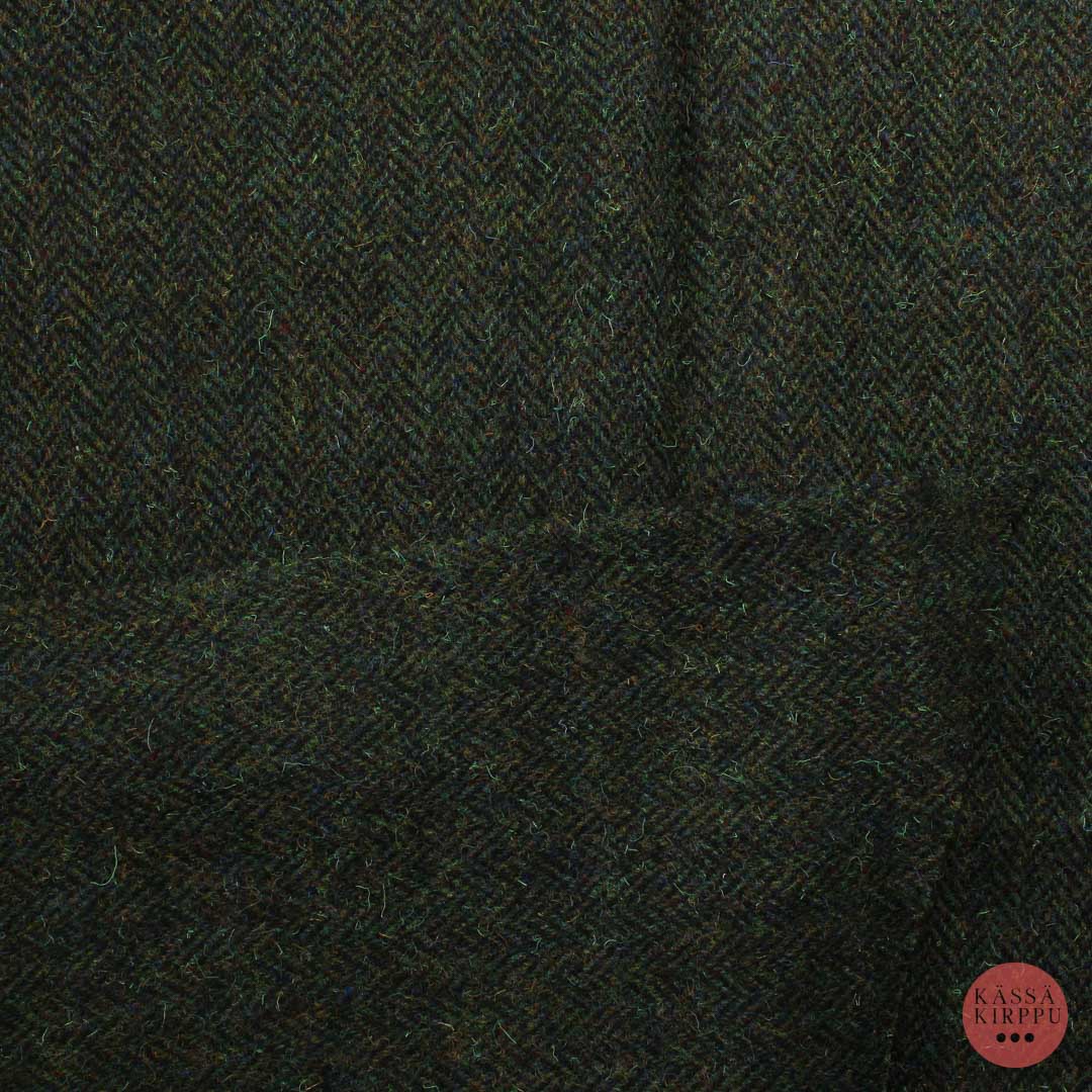 Tumma monivärinen kalanruotokuvioinen Villakangas - Pala