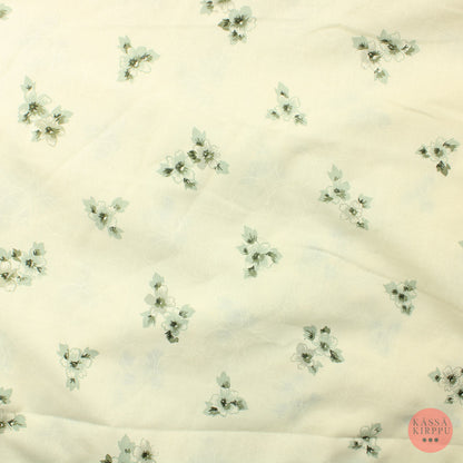 Thin cotton with gray flowers on an off-white background - Piece