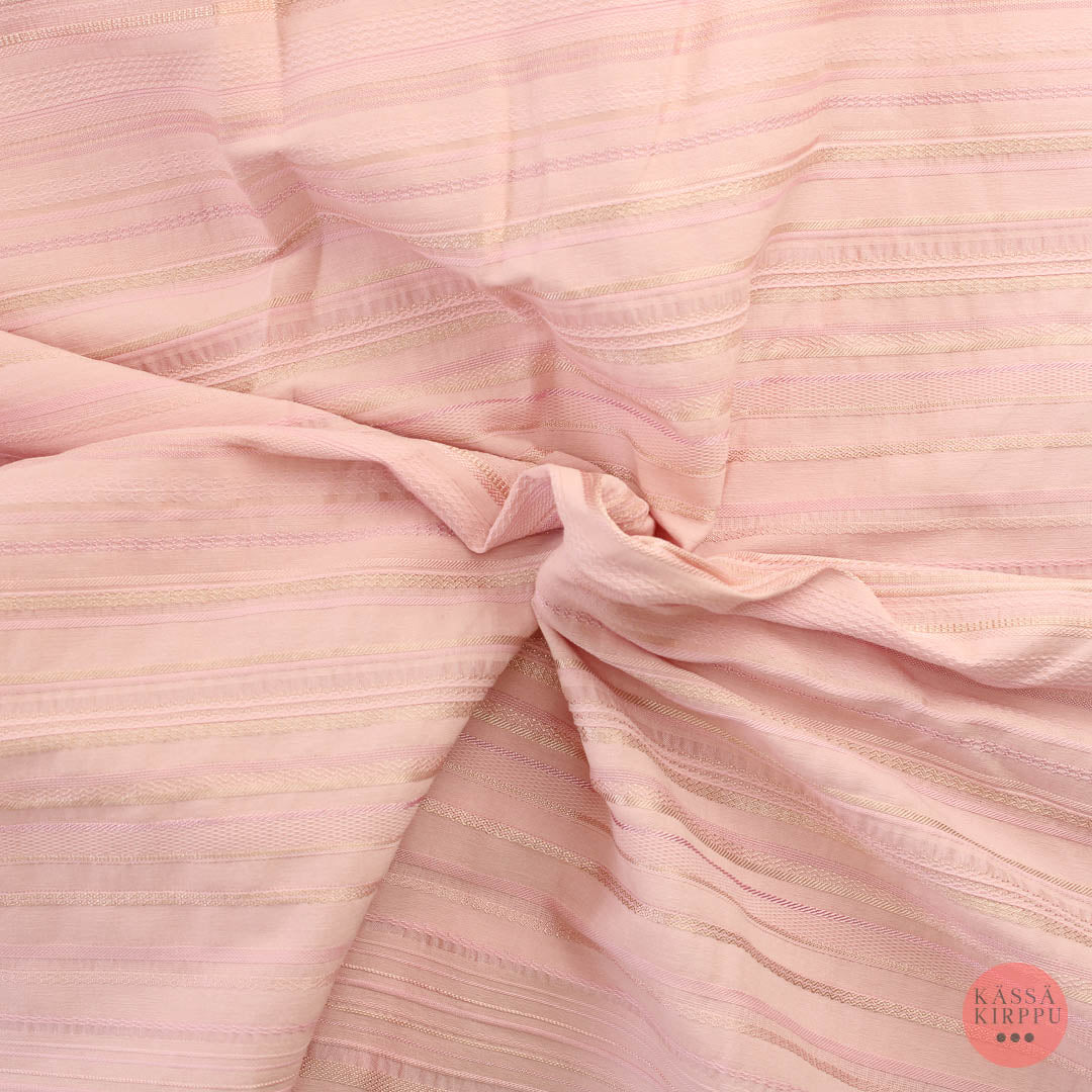 Voglia Vaaleanpunainen vaakaraitainen paitakangas - Mittamyynti