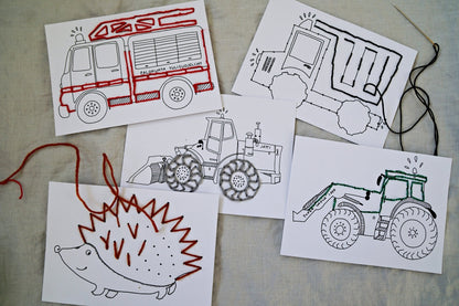 Thimble and Flower - Embroidery Card Truck