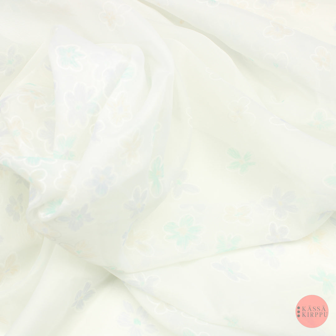 White Floral Decor Fabric - Piece