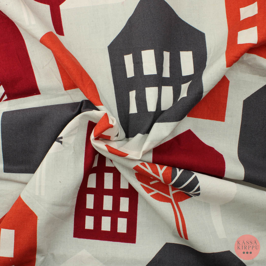 Finlayson Taloja ja puita Puuvilla Pala Kässä Kirppu