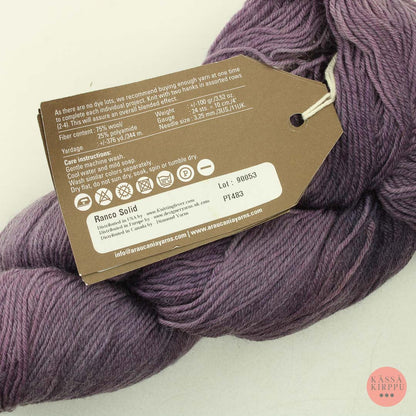 Araucania käsinvärjätty villasekoitelanka - Ranco solid PT483 violetti liuku
