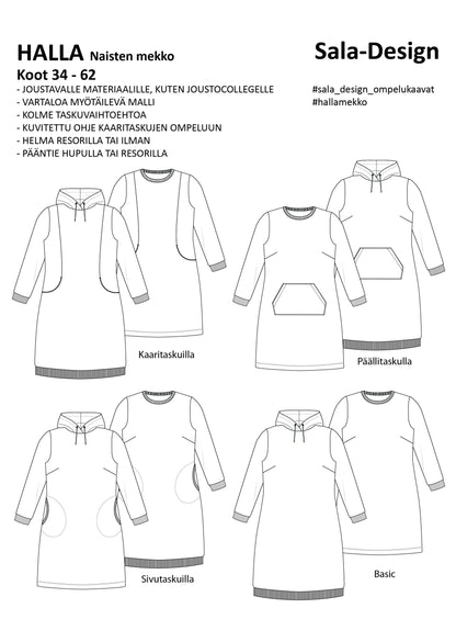 Halla - Women's dress - Paper pattern