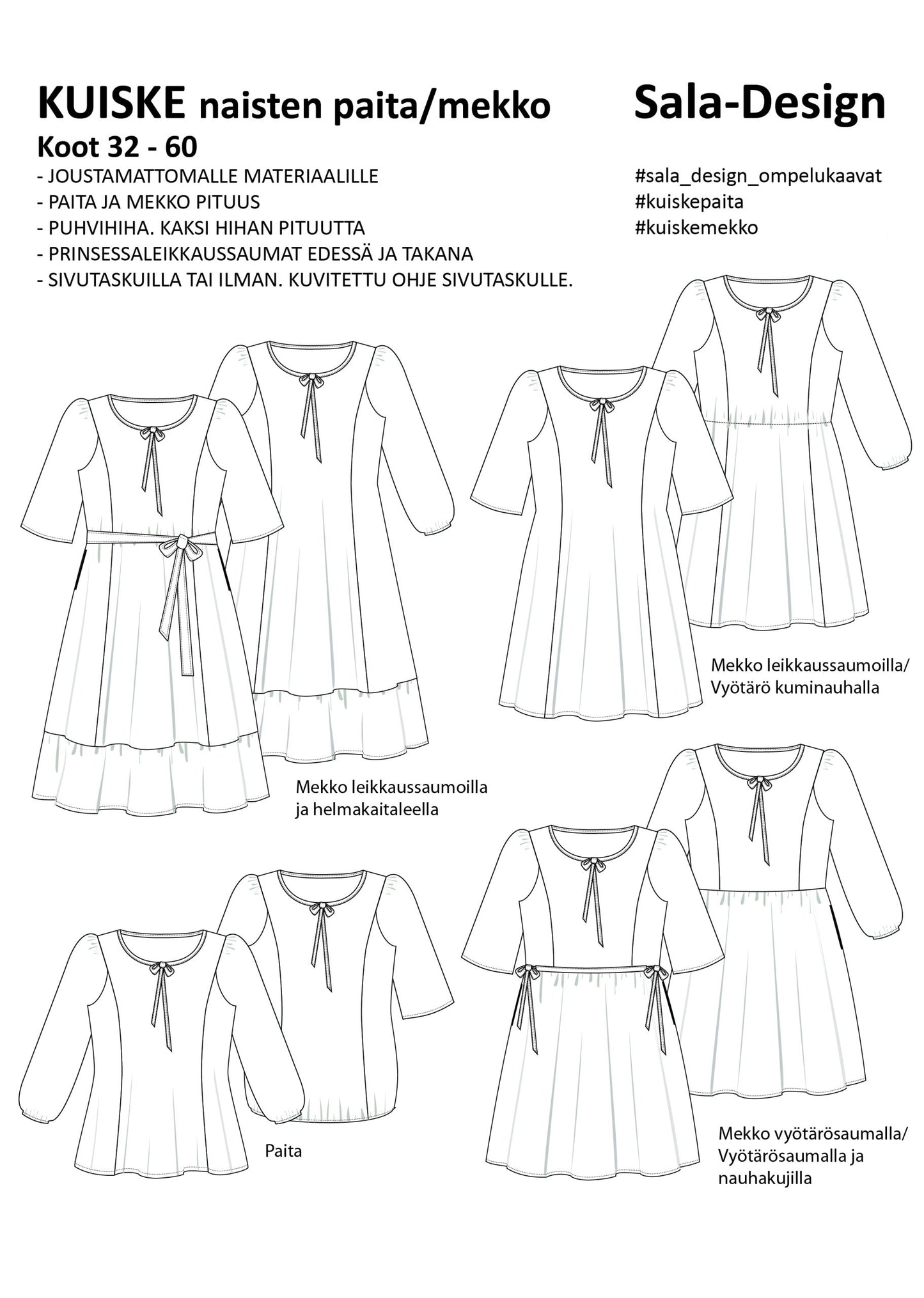 Kuiske - Naisten paita/mekko - Paperikaava