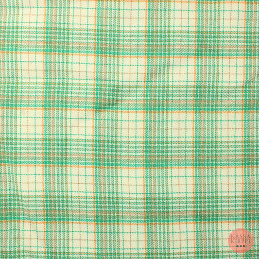 Green-Orange Plaid Wool Blend - Piece