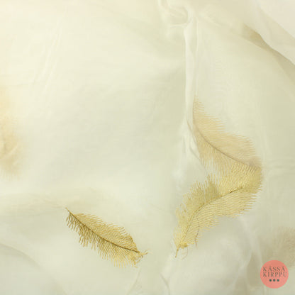 Luonnonvalkoinen kultahöyhen valoverhokangas - Pala