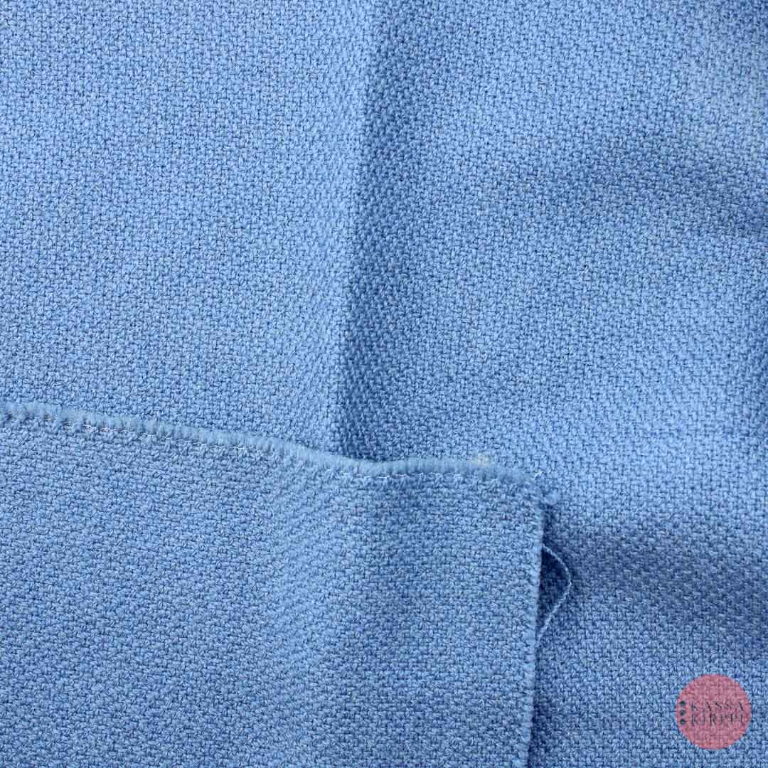 Blue Wool Blend Fabric - Piece