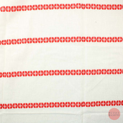 Red Floral Stripes Curtain - Piece