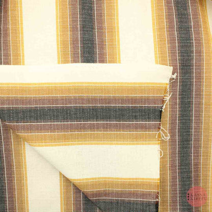 Brown Vertical Stripes Cotton Blend - Piece