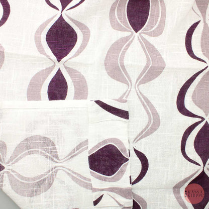 Purple Gray Patterned Thin Cotton Curtain - Piece