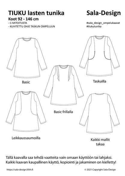 Tiuku - Children's tunic - Paper pattern