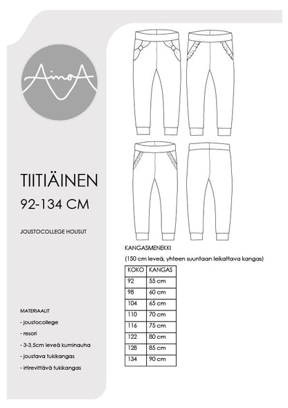 Tiitiäinen Pants - Paper pattern